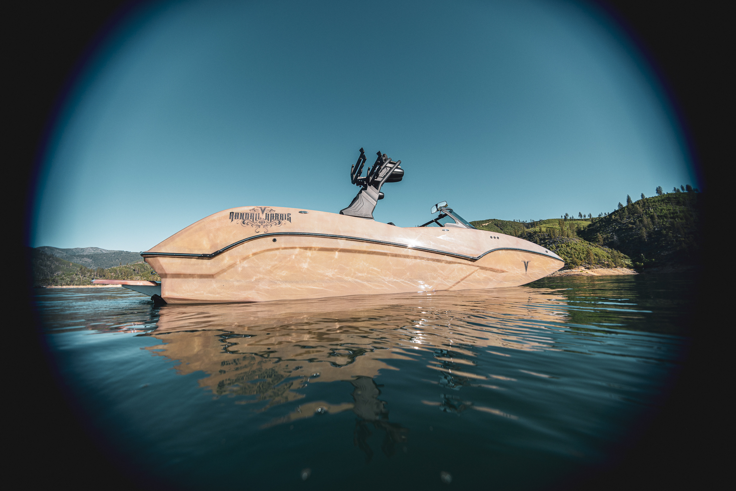 Randall Harris memorial wake boat interior